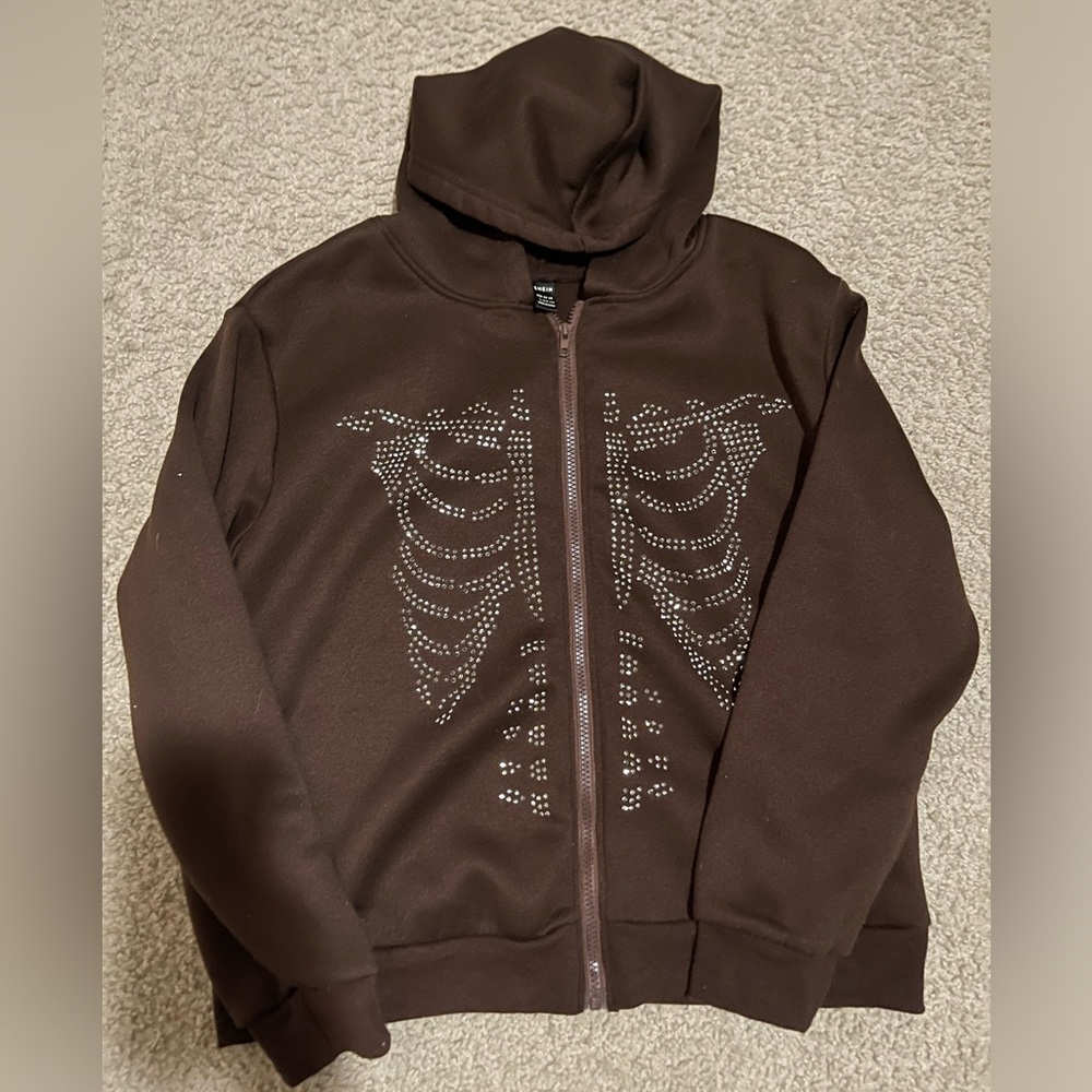 Shein brown jacket, with rinestone decoration